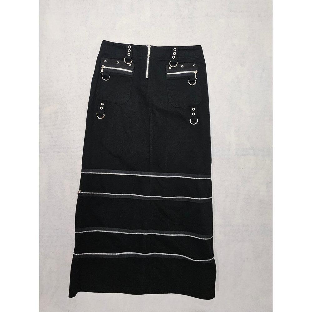 MT:2 Goth Skirt Bondage M 10 Tripp Vtg Hot Topic 90s Y2K Maxi Rave Punk Black